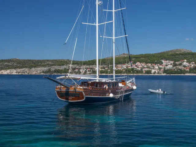 Yacht Stella Maris on anchor