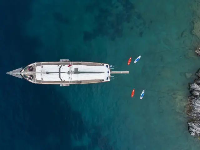 Yacht Ecce Navigo aerial view