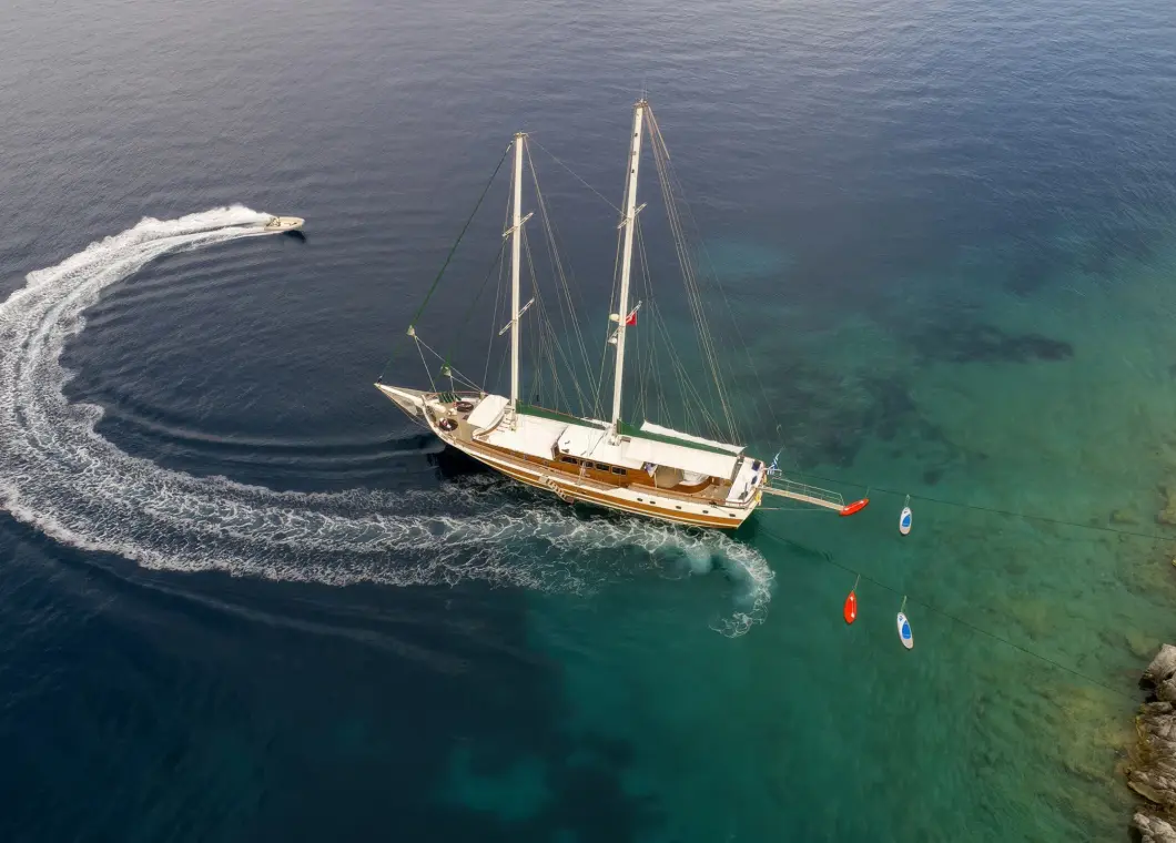 Yacht Ecce Navigo aerial view