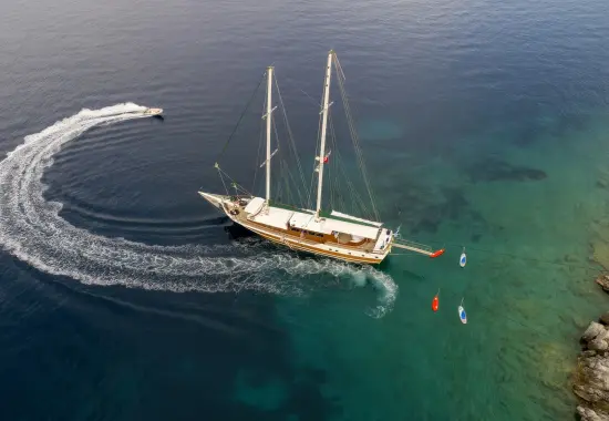 Yacht Ecce Navigo aerial view