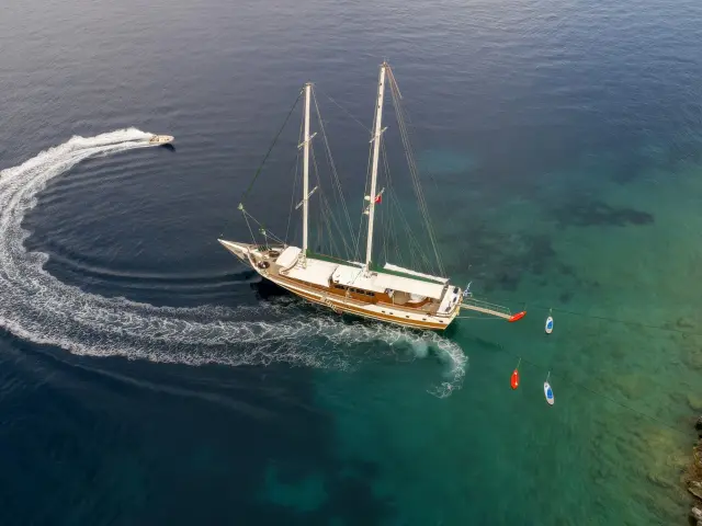 Yacht Ecce Navigo aerial view