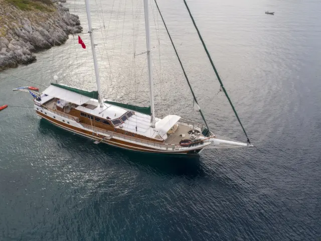 Yacht Ecce Navigo aerial view
