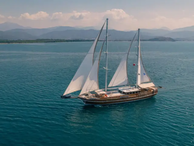 Yacht Lycian Queen aerial view