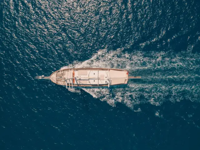 Yacht Lycian Queen aerial view