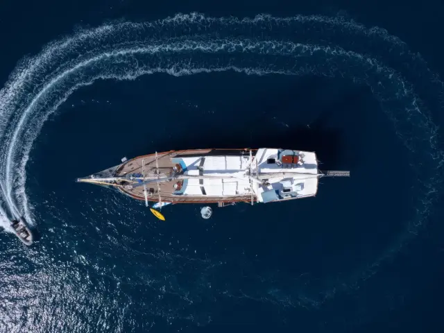 Yacht White Swan aerial view