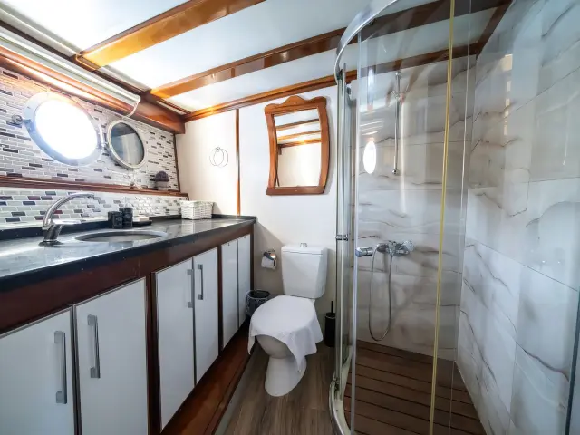 Yacht White Swan cabin bathroom
