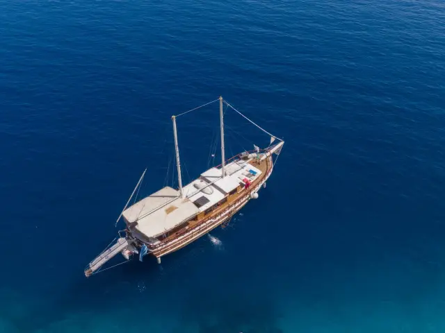 Yacht Harmonia aerial view