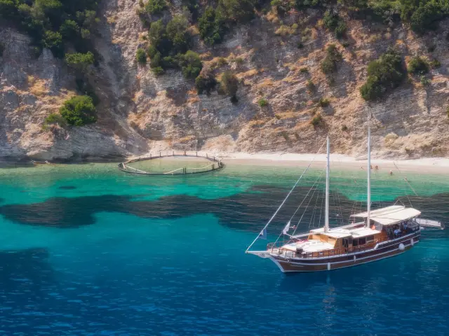 Yacht Harmonia aerial view