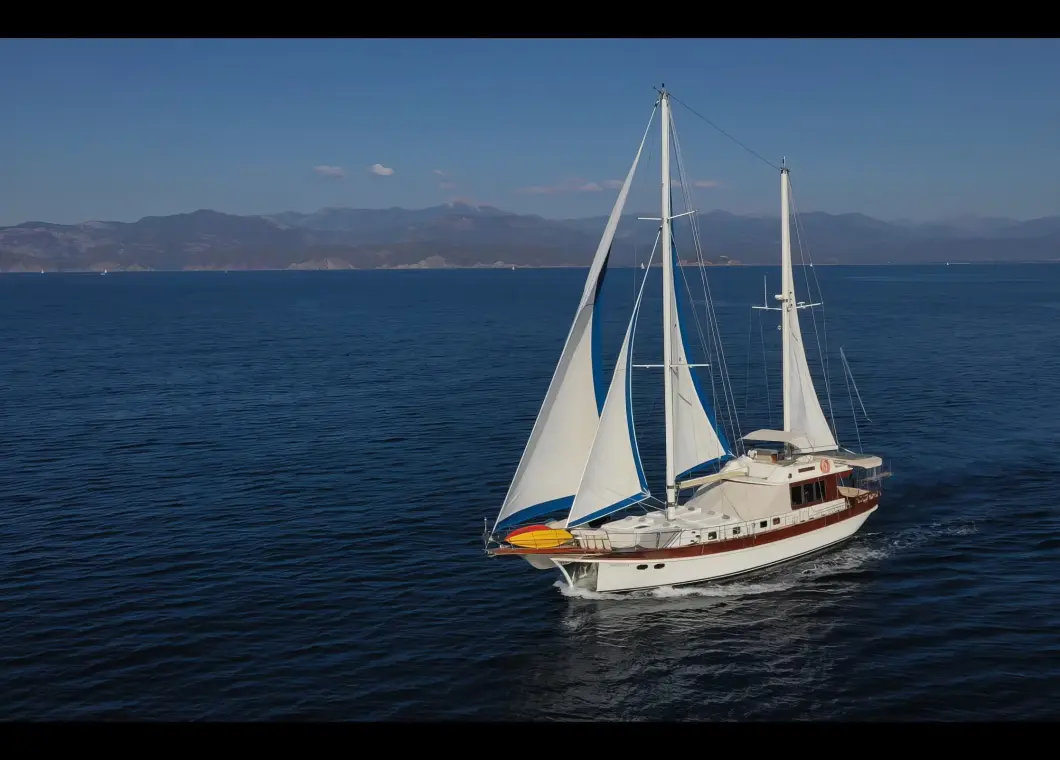 Yacht Serenity 70 aerial view
